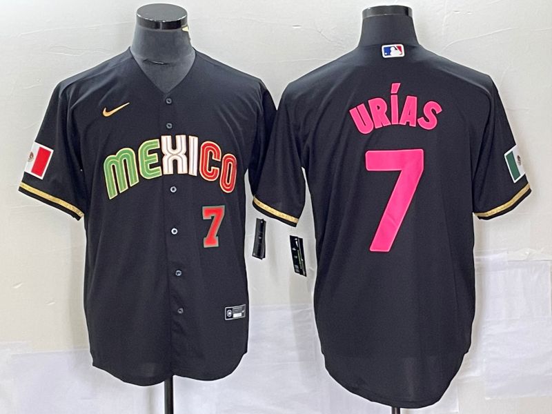 Men 2023 World Cub Mexico #7 Urias Black pink Nike MLB Jersey4->more jerseys->MLB Jersey
